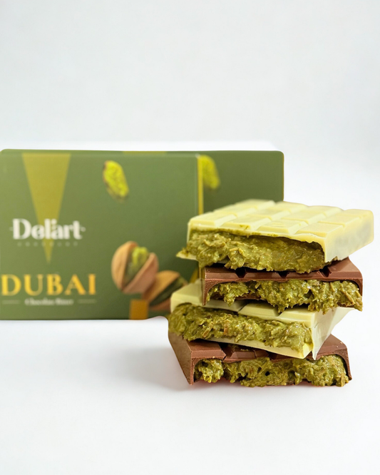PACK 2 Barras DUBAI. Chocolate Blanco + Leche